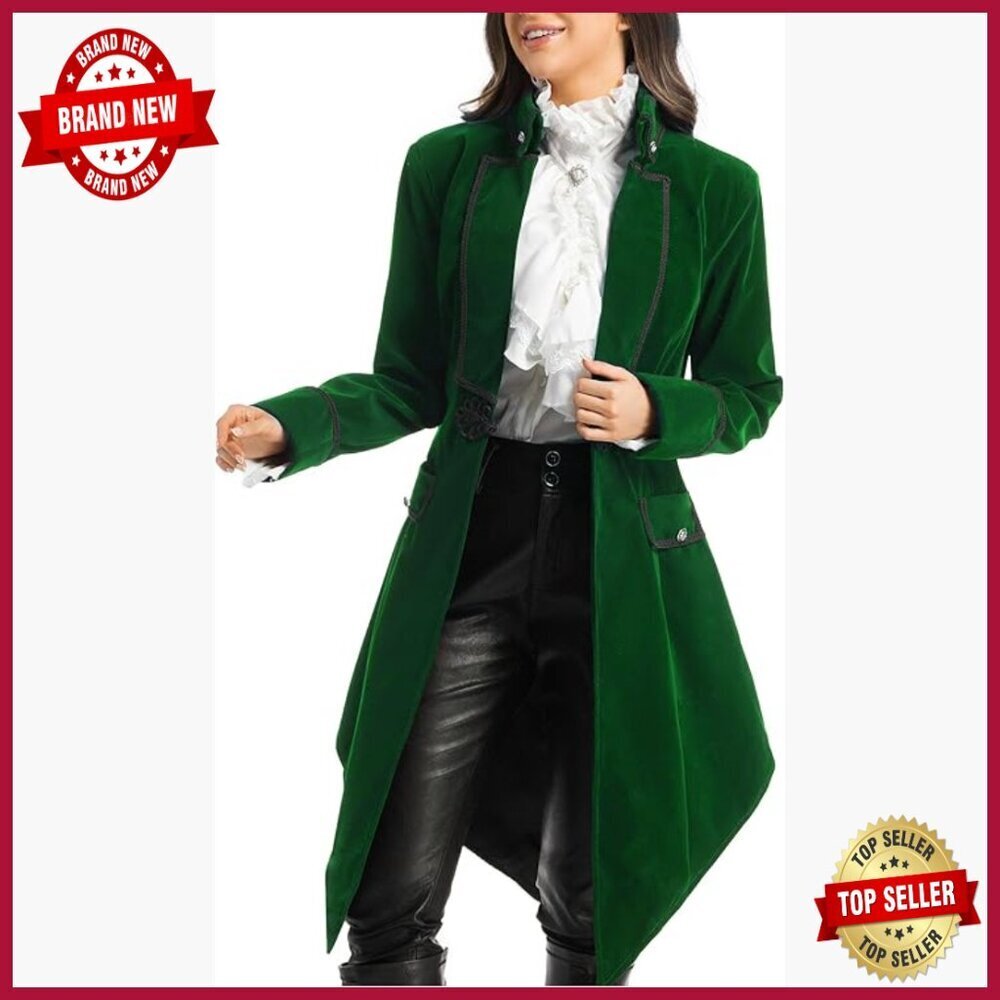 Velvet Victorian Steampunk Jacket with Adjustable Fit for Costume Parties